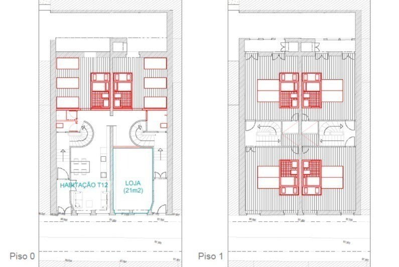 Planta baixa do térreo e primeiro andar